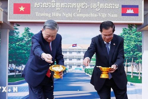 Tổng Bí thư Tô Lâm dự lễ khởi công Trường Hữu nghị Campuchia-Việt Nam