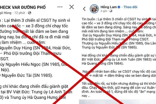Tin 'thêm 3 Cảnh sát giao thông hy sinh trên cao tốc' là tin giả