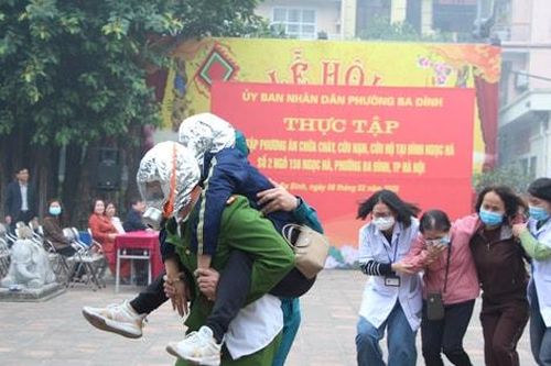Phường Ba Đình diễn tập chữa cháy tại di tích đình Ngọc Hà