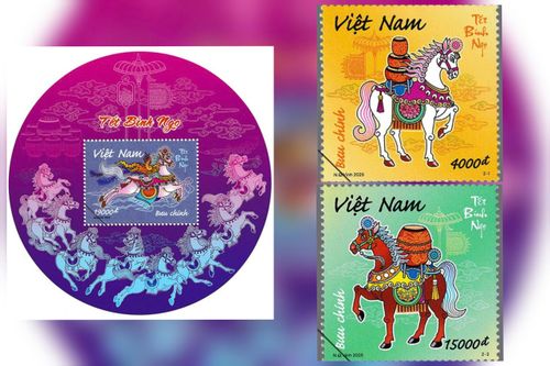 Lần đầu tiên hình tượng 'Ngựa 9 Hồng Mao' xuất hiện trên tem Tết Việt Nam