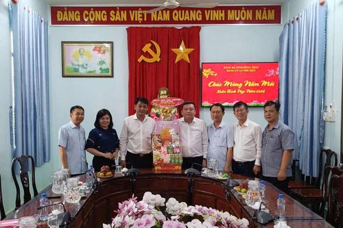 Đồng chí Phan Văn Thương thăm, chúc Tết Đảng ủy xã Phú Hựu