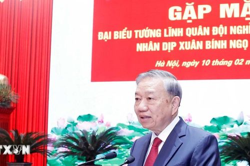 Tổng Bí thư Tô Lâm gặp mặt đại biểu tướng lĩnh quân đội nghỉ hưu, nghỉ công tác