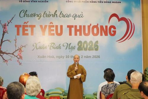 Chùa Vĩnh Nghiêm phối hợp trao 500 phần quà 'Tết yêu thương' đến bà con khó khăn