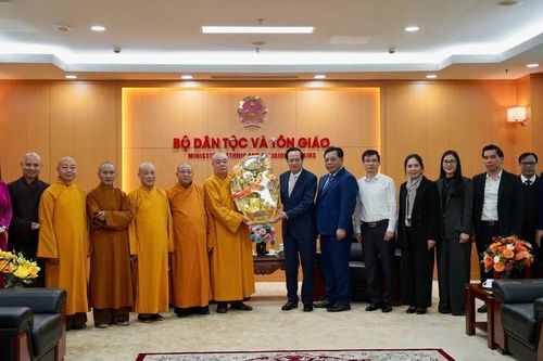 Chư tôn đức GHPGVN thăm, chúc Tết lãnh đạo Bộ Dân tộc và Tôn giáo, Ban Tôn giáo Chính phủ