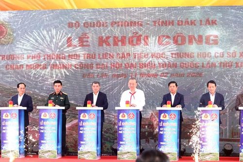 Tổng Bí thư Tô Lâm dự Lễ khởi công Trường Phổ thông nội trú liên cấp tại xã Ea Rốk, Đắk Lắk