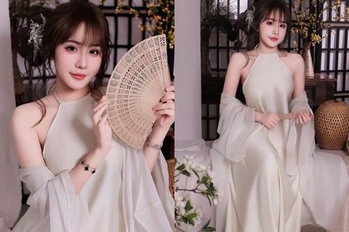 'Hot girl bi-a' Lê Tuyết Anh diện váy lụa điệu đà, mong manh tựa 'nàng thơ'