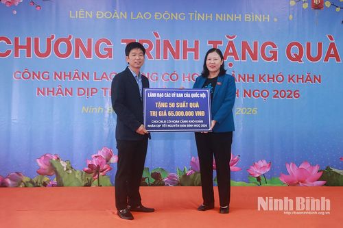Đồng chí Phó Chủ nhiệm Thường trực Ủy ban Dân nguyện và Giám sát của Quốc hội thăm, tặng quà Tết tại Ninh Bình
