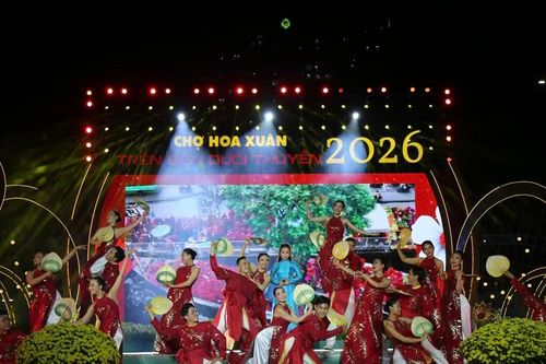 Sắc xuân rực rỡ trong lễ khai mạc Chợ hoa xuân 'Trên bến dưới thuyền'