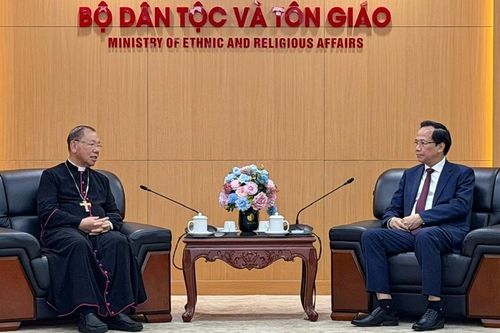 Bộ trưởng Đào Ngọc Dung tiếp Tổng Giám mục Tổng Giáo phận Hà Nội