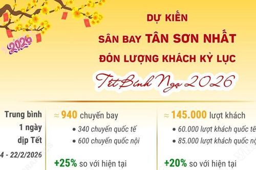 Sân bay Tân Sơn Nhất dự kiến đón lượng khách kỷ lục dịp Tết Nguyên đán