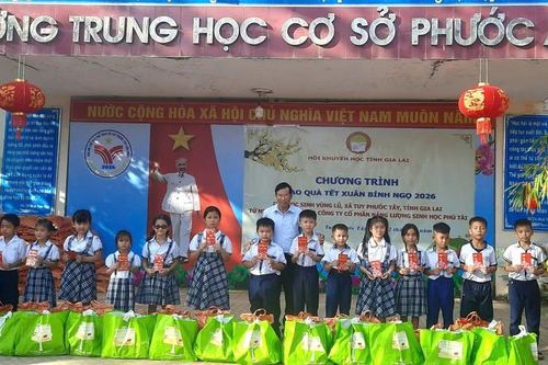Hội Khuyến học Gia Lai kết nối trao 300 suất quà Tết cho học sinh vùng lũ