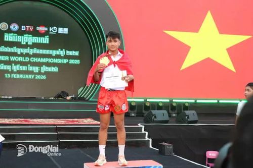 Võ sĩ Đồng Nai Hoàng Trung Nguyên xuất sắc giành huy chương vàng Giải Kun Khmer thế giới