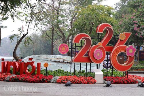 Phố phường Hà Nội trang hoàng rực rỡ đón tết Bính Ngọ 2026