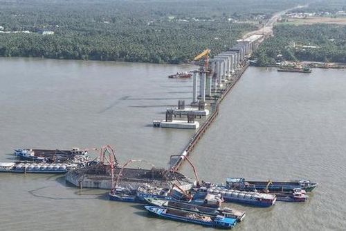 Dự án cầu Đại Ngãi đạt tiến độ hơn 65%, giải ngân vượt kế hoạch