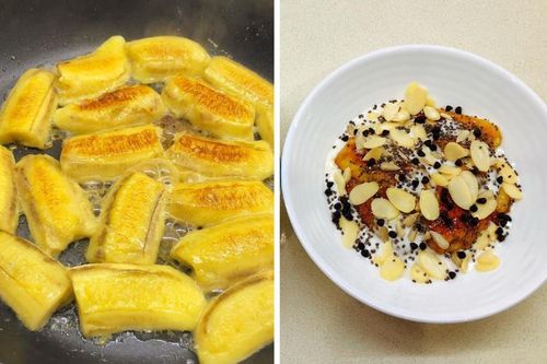 Món chuối chiên 'mix' cốt dừa và hạt khô giải cứu chuối sau Tết