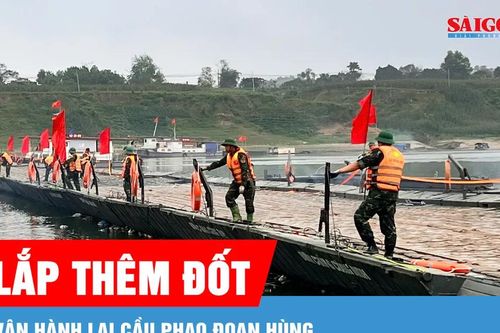 Phú Thọ: Vận hành lại cầu phao Đoan Hùng sau khi lắp thêm đốt