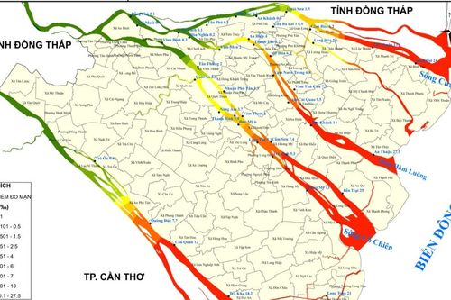 Xâm nhập mặn lấn sâu gần 60km tại Đồng bằng sông Cửu Long