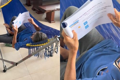 Xúc động clip ông nội học dùng smartphone bằng sách hướng dẫn do cháu soạn