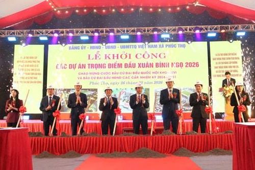 Phúc Thọ khởi công 6 dự án trọng điểm với tổng vốn hơn 1.100 tỷ đồng