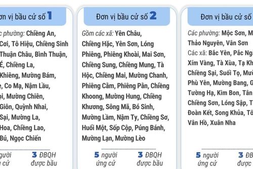 3 đơn vị bầu cử của tỉnh Sơn La
