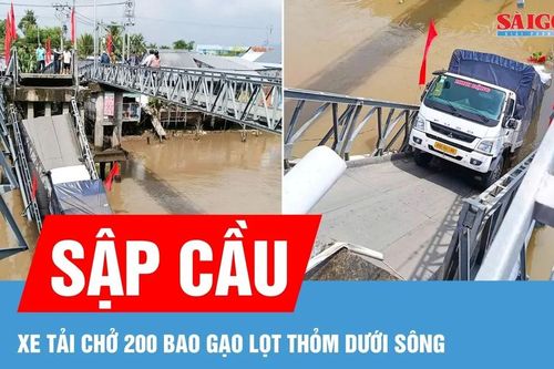 Cần Thơ: Xe tải chở gạo làm sập cầu trên tỉnh lộ