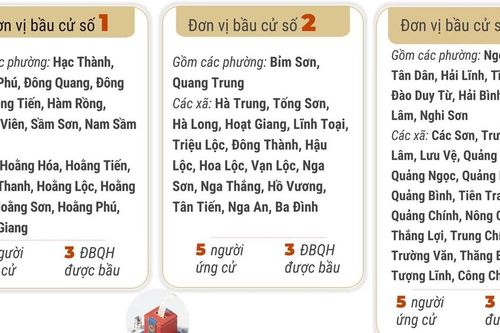 6 đơn vị bầu cử của tỉnh Thanh Hóa