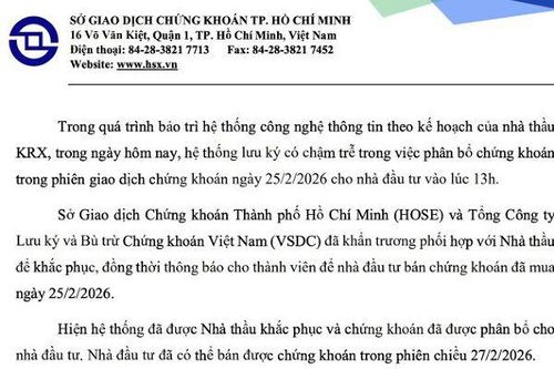 HOSE lên tiếng về sự cố hệ thống trong phiên 27/2