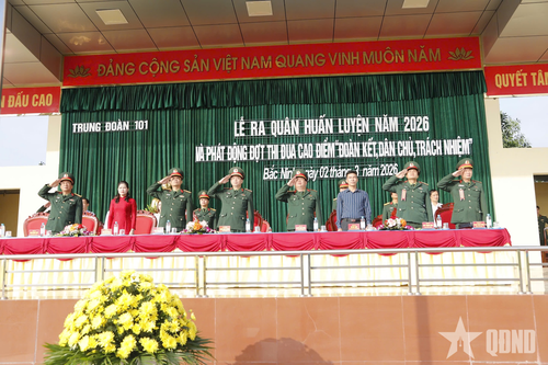 Trung đoàn 101 tổ chức Lễ ra quân huấn luyện năm 2026 và phát động đợt thi đua cao điểm 'Đoàn kết, dân chủ, trách nhiệm'