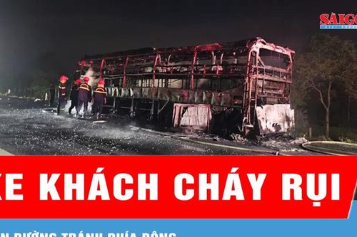 Đắk Lắk: Xe khách giường nằm bị cháy rụi trên đường tránh phía Đông