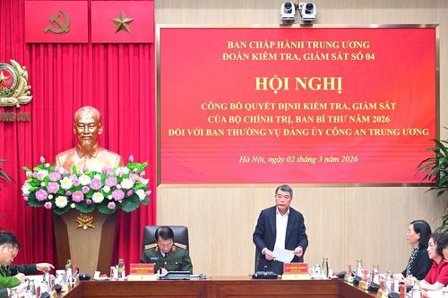 Công bố quyết định kiểm tra, giám sát của Bộ Chính trị, Ban Bí thư năm 2026 đối với Ban Thường vụ Đảng ủy Công an TW