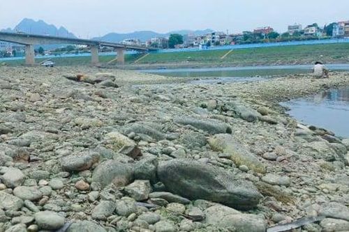 Sông Đà cạn trơ đáy, lòi cả trụ cầu