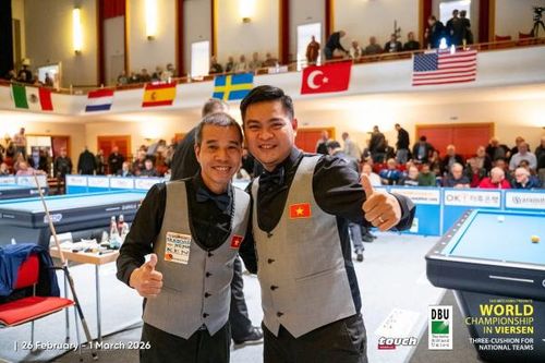 Việt Nam vô địch Giải billiard carom 3 băng đồng đội thế giới 2026