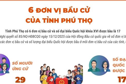6 đơn vị bầu cử của tỉnh Phú Thọ