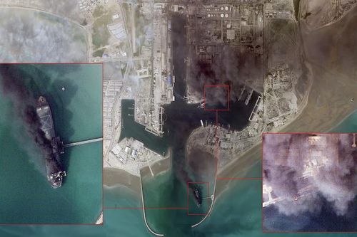 Căn cứ hải quân then chốt của Iran tại Eo biển Hormuz bốc cháy sau các đòn không kích