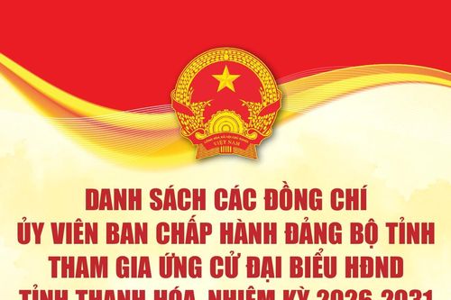 Danh sách các đồng chí Ủy viên Ban Chấp hành Đảng bộ tỉnh tham gia ứng cử đại biểu HĐND tỉnh Thanh Hóa, nhiệm kỳ 2026-2031