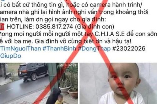 Công an Đồng Tháp bác tin đồn bé trai 2 tuổi bị bắt cóc
