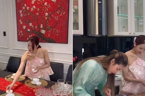 Diệp Lâm Anh xinh đẹp vào bếp được khen cả mùa Tết, fan lại kêu: 'Chị có thôi đi không?'