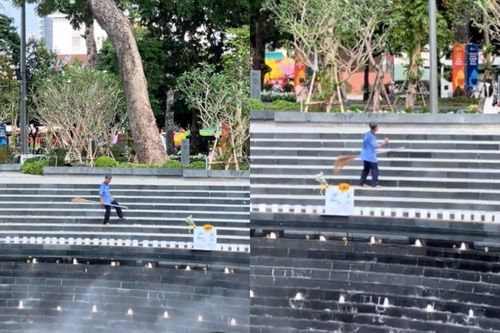 Clip chú lao công vừa quét dọn vừa nhảy truyền động lực đi làm sau Tết