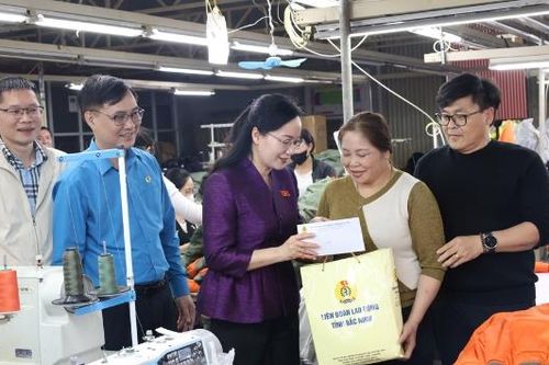 Đại biểu Quốc hội khóa XV Đỗ Thị Việt Hà thăm, động viên công nhân tại phường Phượng Sơn