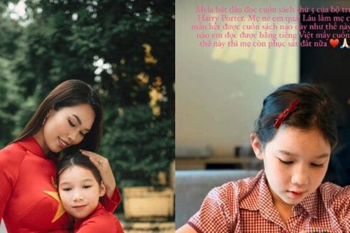 Siêu mẫu Hà Anh tự hào về thói quen đọc sách và khả năng tiếng Việt của con gái Myla
