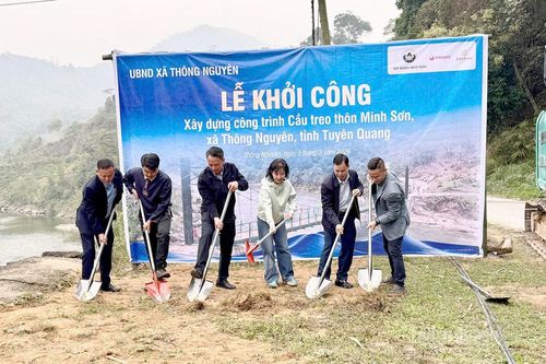 Khởi công xây dựng cầu treo Minh Sơn, xã Thông Nguyên