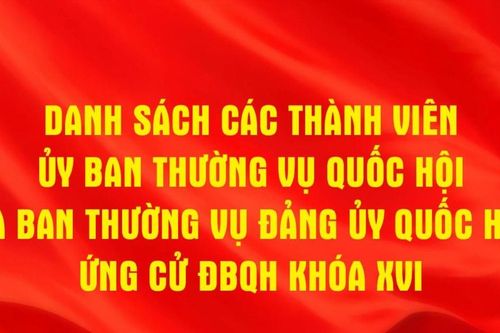 Danh sách các thành viên Ủy ban Thường vụ Quốc hội và Ban Thường vụ Đảng ủy Quốc hội ứng cử ĐBQH khóa XVI
