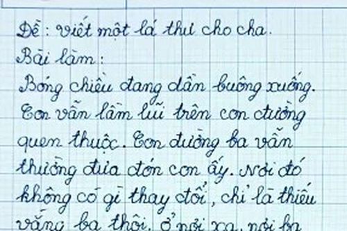 Bé trai lớp 4 đạt điểm 10 tuyệt đối với bài văn viết về bố, cô giáo bật khóc khi thấy khuôn mặt ở cuối bài