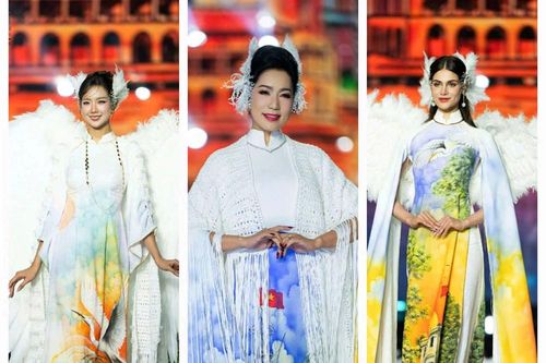 Dàn hoa hậu tỏa sáng trong bộ sưu tập áo dài của NTK Việt Hùng