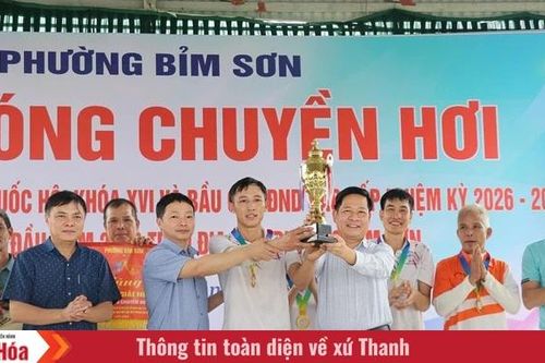 Phường Bỉm Sơn: Sôi nổi giải bóng chuyền hơi chào mừng bầu cử đại biểu Quốc hội và HĐND các cấp