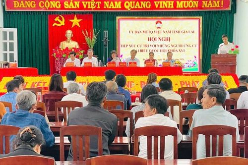 Các ứng cử viên ĐBQH khóa XVI tại đơn vị bầu cử số 2 tỉnh Gia Lai tiếp xúc cử tri