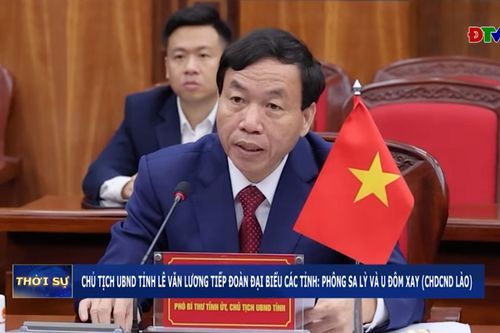 Chủ tịch UBND tỉnh Lê Văn Lương tiếp đoàn đại biểu các tỉnh: Phông Sa Lỳ và U Đôm Xay (CHDCND Lào)