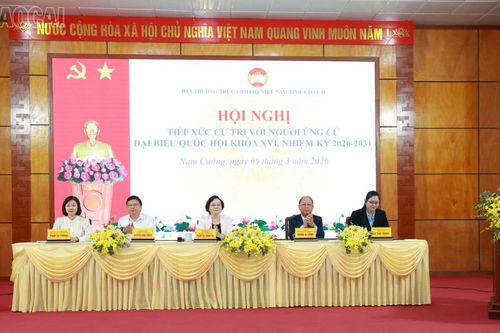 Các ứng cử viên đại biểu Quốc hội Khóa XVI (đơn vị bầu cử số 1 tỉnh Lào Cai) tiếp xúc cử tri, vận động bầu cử