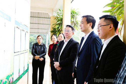 Trưởng ban Tuyên giáo và Dân vận Tỉnh ủy Trần Mạnh Lợi kiểm tra công tác bầu cử tại các xã Yên Sơn, Tân Long