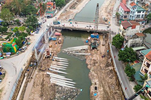 Toàn cảnh công trình cải tạo hạ lưu sông Kim Ngưu gần 700 tỷ đồng sắp cán đích